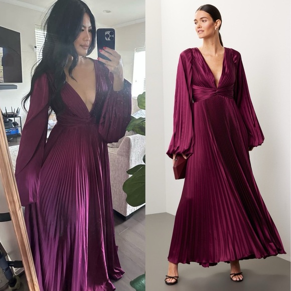 MAC DUGGAL Pleated Charmeuse Gown 6 - Picture 1 of 13